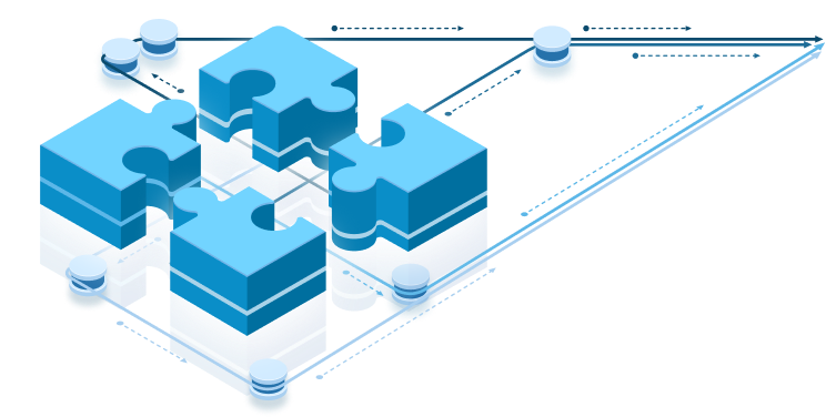 Connected puzzle pieces representing integrated deployment